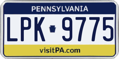 PA license plate LPK9775