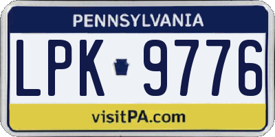 PA license plate LPK9776
