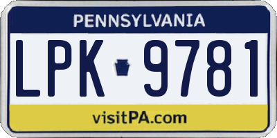PA license plate LPK9781