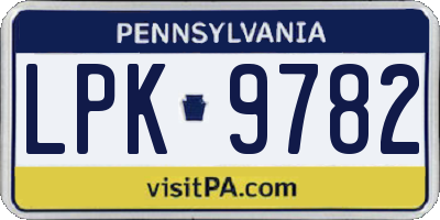 PA license plate LPK9782