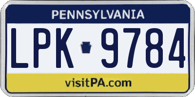 PA license plate LPK9784