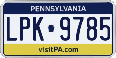 PA license plate LPK9785