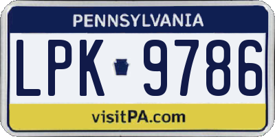 PA license plate LPK9786