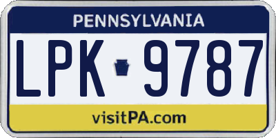 PA license plate LPK9787