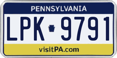 PA license plate LPK9791