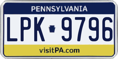 PA license plate LPK9796