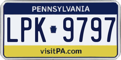 PA license plate LPK9797