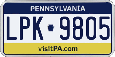 PA license plate LPK9805