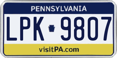 PA license plate LPK9807