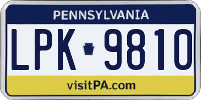PA license plate LPK9810