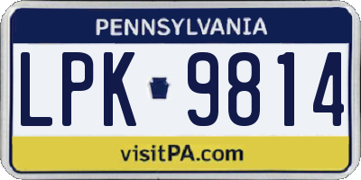 PA license plate LPK9814