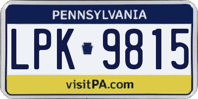 PA license plate LPK9815