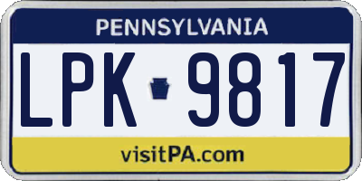 PA license plate LPK9817