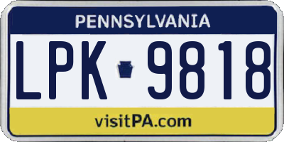 PA license plate LPK9818