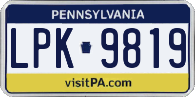 PA license plate LPK9819