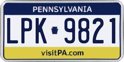 PA license plate LPK9821