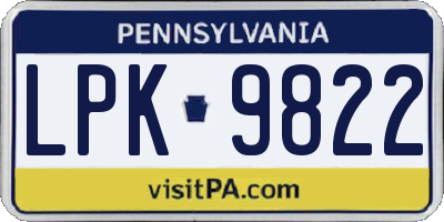 PA license plate LPK9822
