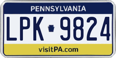 PA license plate LPK9824