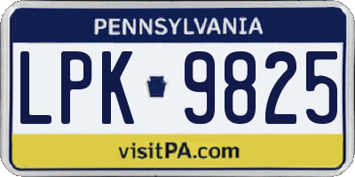 PA license plate LPK9825