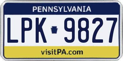 PA license plate LPK9827