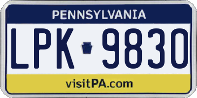 PA license plate LPK9830