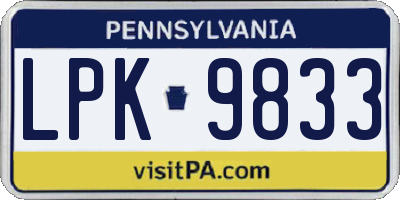 PA license plate LPK9833