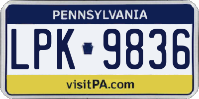 PA license plate LPK9836