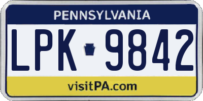 PA license plate LPK9842