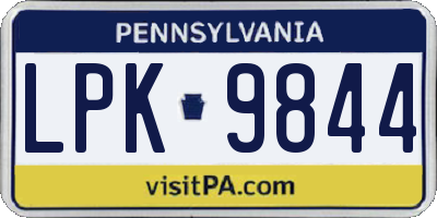 PA license plate LPK9844