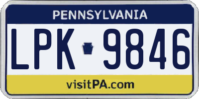 PA license plate LPK9846