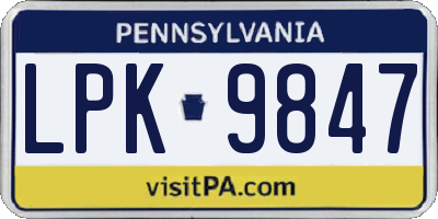 PA license plate LPK9847