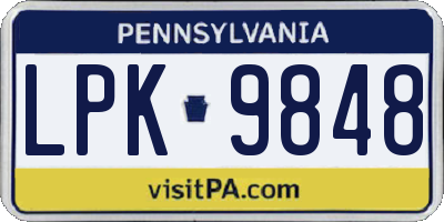 PA license plate LPK9848