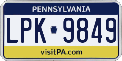 PA license plate LPK9849