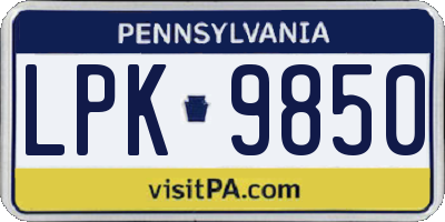 PA license plate LPK9850