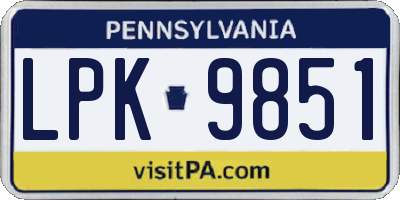 PA license plate LPK9851