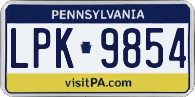 PA license plate LPK9854