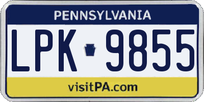 PA license plate LPK9855
