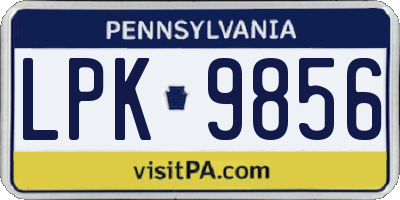 PA license plate LPK9856