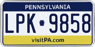 PA license plate LPK9858