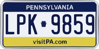 PA license plate LPK9859