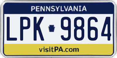 PA license plate LPK9864