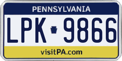 PA license plate LPK9866