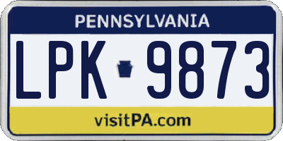 PA license plate LPK9873