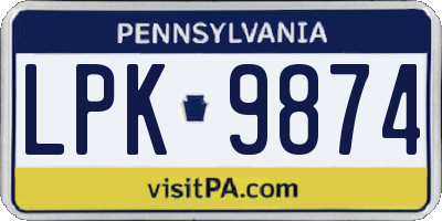PA license plate LPK9874