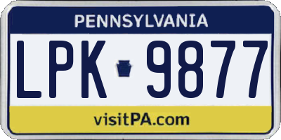 PA license plate LPK9877