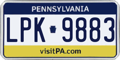 PA license plate LPK9883