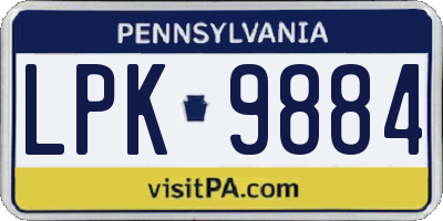 PA license plate LPK9884