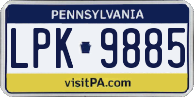 PA license plate LPK9885