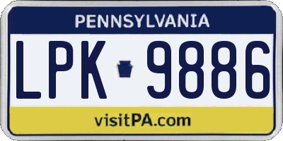 PA license plate LPK9886