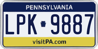 PA license plate LPK9887